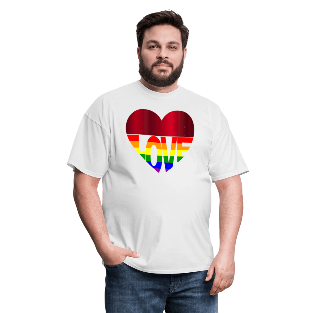 65 MCMLXV Unisex LGBT Gay Pride Rainbow Flag Love Heart T-Shirt - 65mcmlxv
