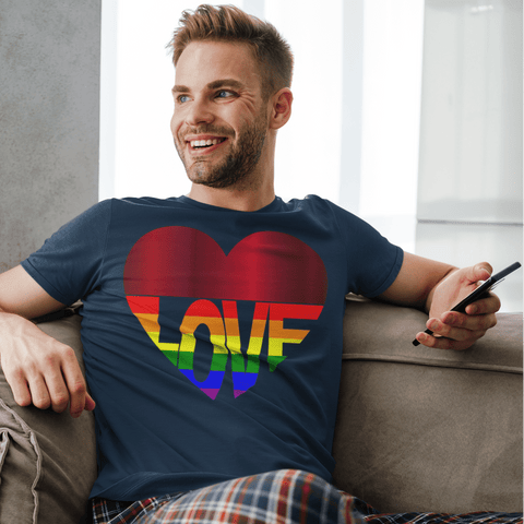 65 MCMLXV Unisex LGBT Gay Pride Rainbow Flag Love Heart T-Shirt - 65mcmlxv
