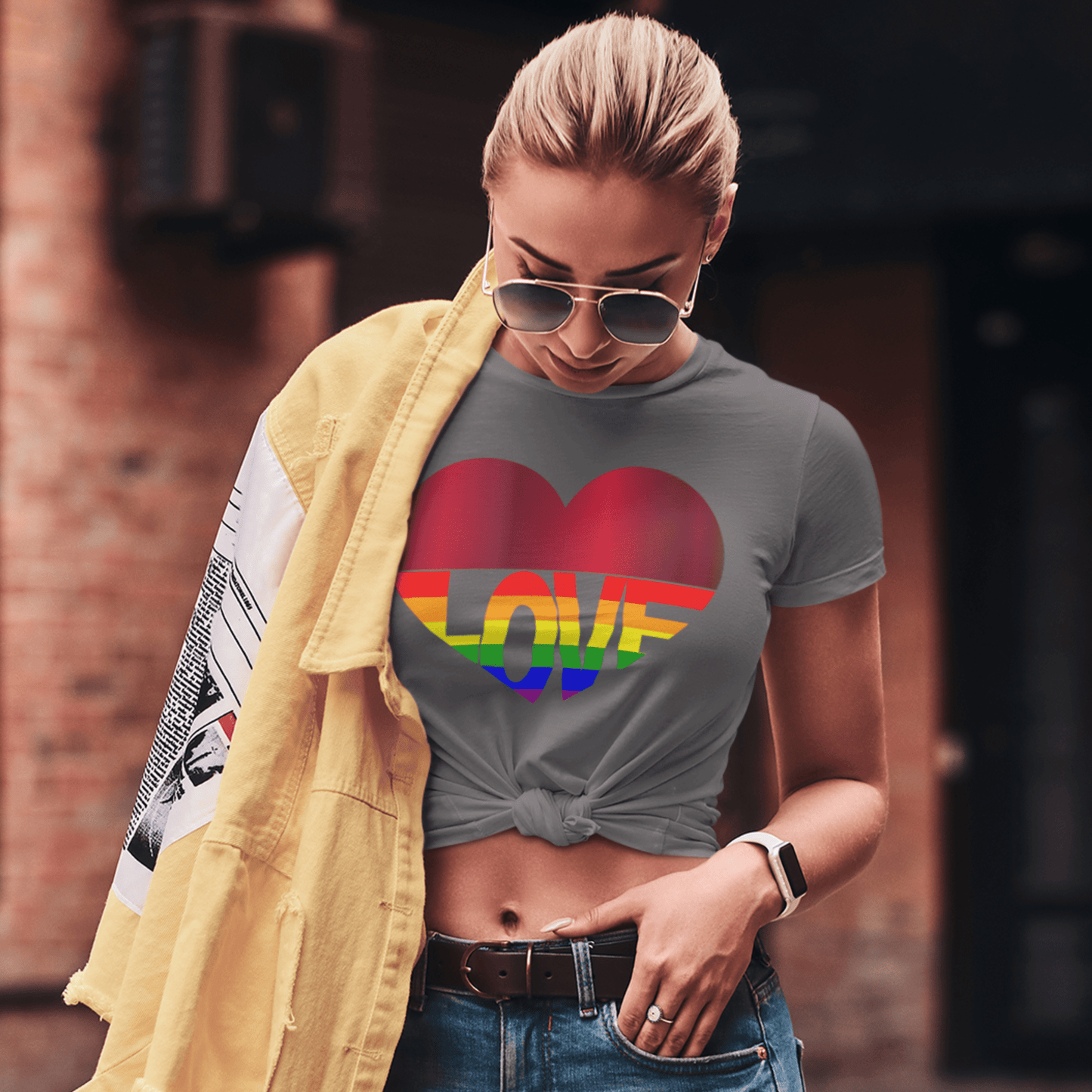 65 MCMLXV Unisex LGBT Gay Pride Rainbow Flag Love Heart T-Shirt - 65mcmlxv