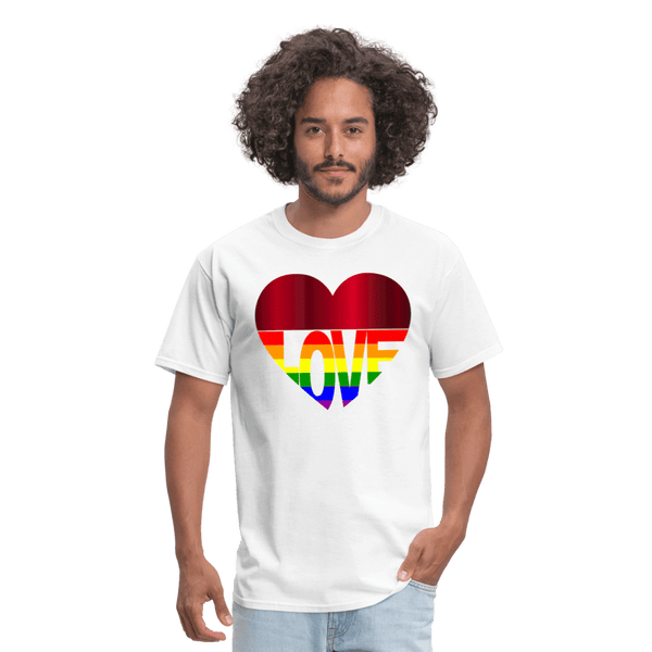 65 MCMLXV Unisex LGBT Gay Pride Rainbow Flag Love Heart T-Shirt - 65mcmlxv