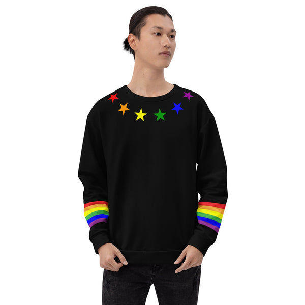 65 MCMLXV Unisex LGBT Gay Pride Rainbow Flag Stars Print Sweatshirt Jumper - 65mcmlxv