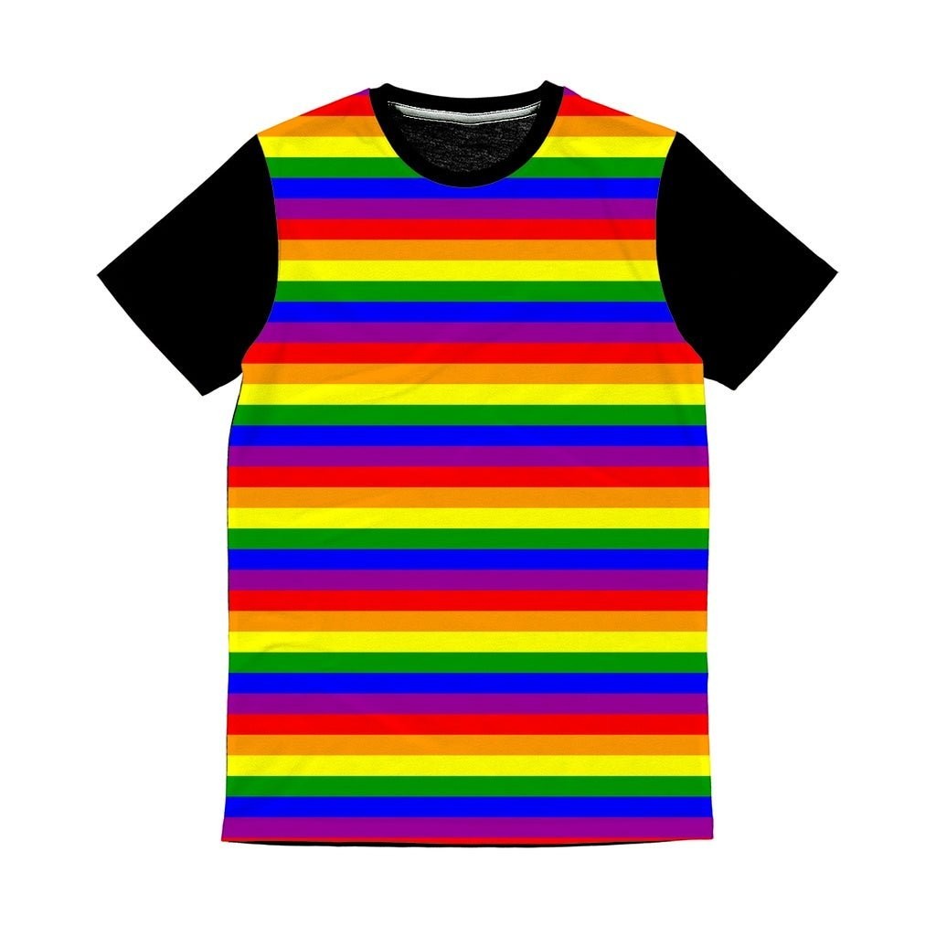 65 MCMLXV Unisex LGBT Gay Pride Rainbow Flag Stripe Classic Print Panel T-Shirt - 65mcmlxv