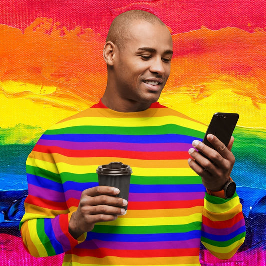 65 MCMLXV Unisex LGBT Gay Pride Rainbow Flag Stripe Performance Sweatshirt - 65mcmlxv