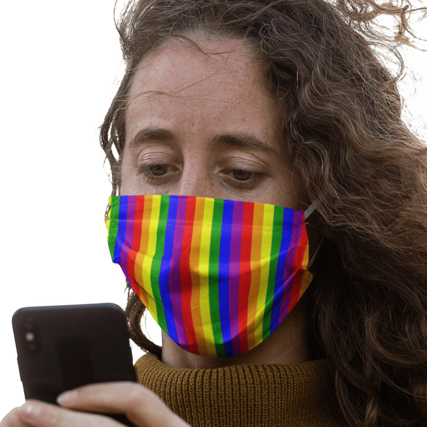 65 MCMLXV Unisex LGBT Gay Pride Rainbow Flag Stripe Print 7 Layer Face Mask - 65mcmlxv
