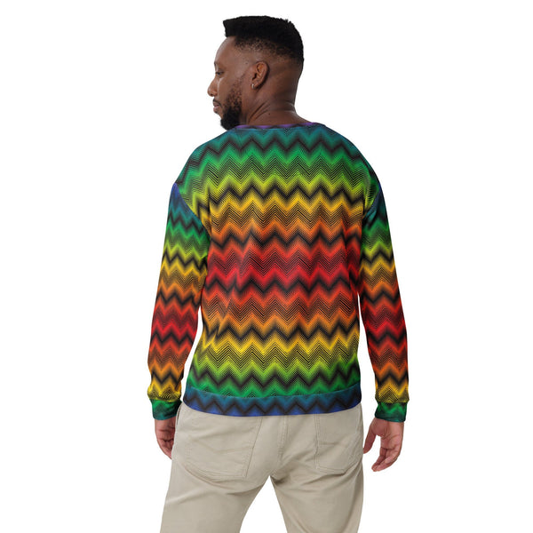 65 MCMLXV Unisex LGBT Pride Chevron Print Fleece Sweatshirt - 65mcmlxv