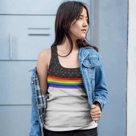65 MCMLXV Unisex LGBT Pride Rainbow Stripe Print Tank Top - 65mcmlxv
