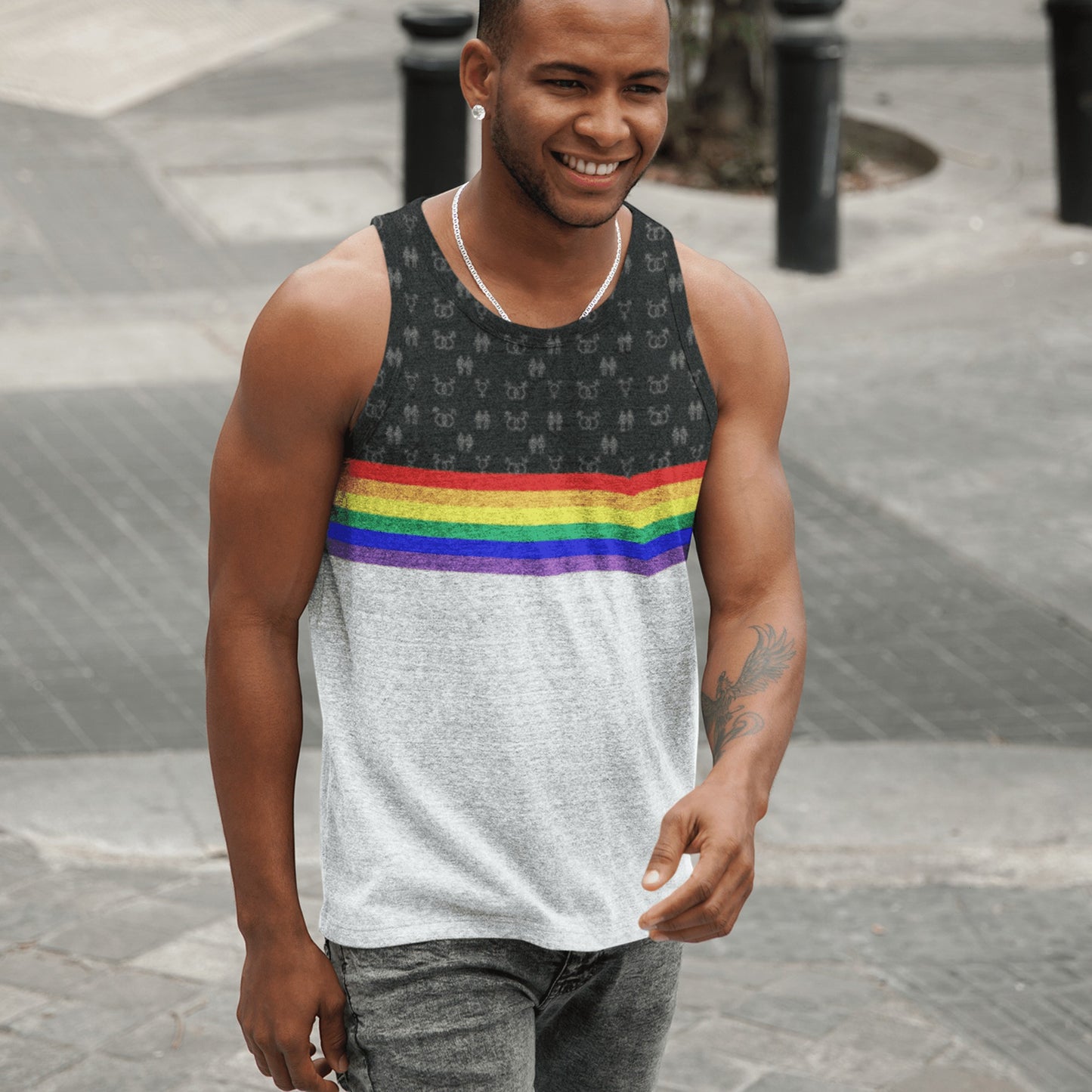 65 MCMLXV Unisex LGBT Pride Rainbow Stripe Print Tank Top - 65mcmlxv
