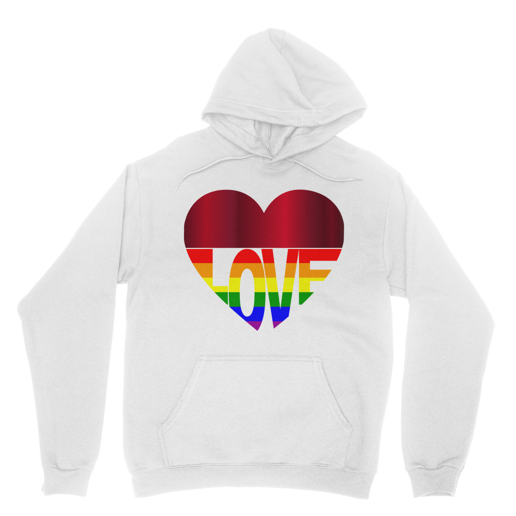 65 MCMLXV Unisex LGBT Rainbow Flag Love Heart Graphic Fleece Hoodie - 65mcmlxv