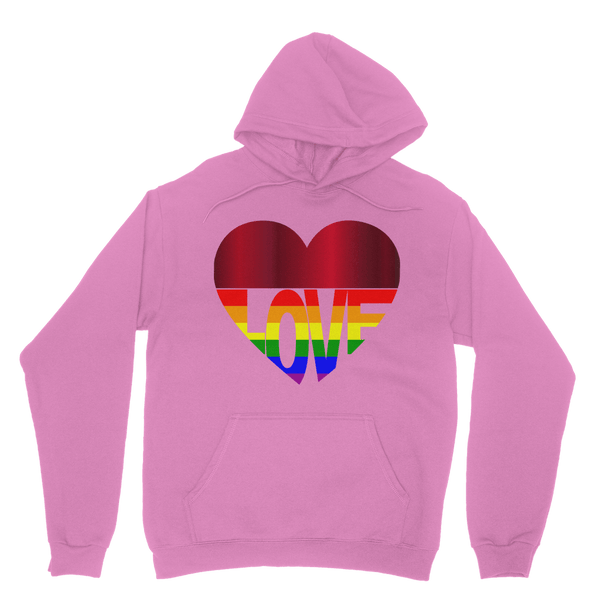 65 MCMLXV Unisex LGBT Rainbow Flag Love Heart Graphic Fleece Hoodie - 65mcmlxv