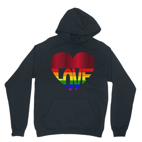 65 MCMLXV Unisex LGBT Rainbow Flag Love Heart Graphic Fleece Hoodie - 65mcmlxv