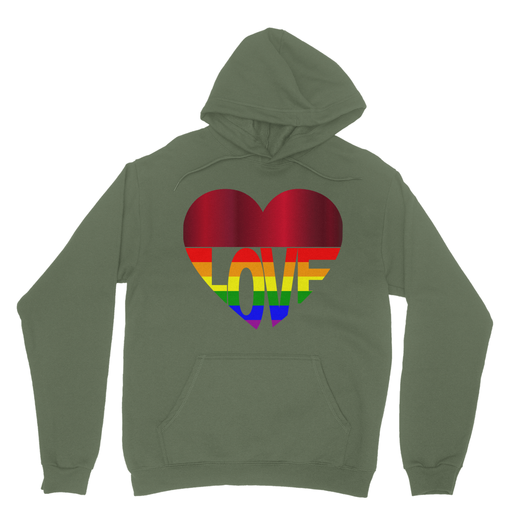 65 MCMLXV Unisex LGBT Rainbow Flag Love Heart Graphic Fleece Hoodie - 65mcmlxv