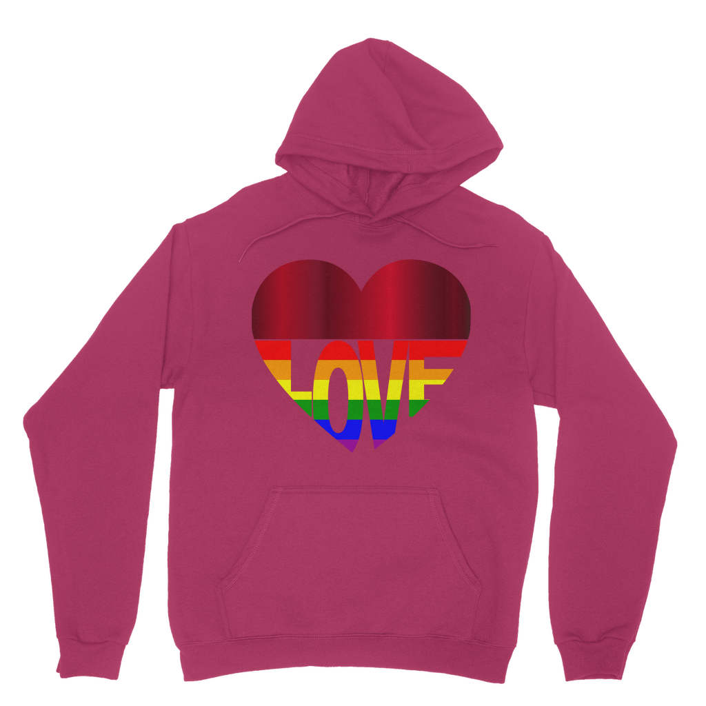 65 MCMLXV Unisex LGBT Rainbow Flag Love Heart Graphic Fleece Hoodie - 65mcmlxv