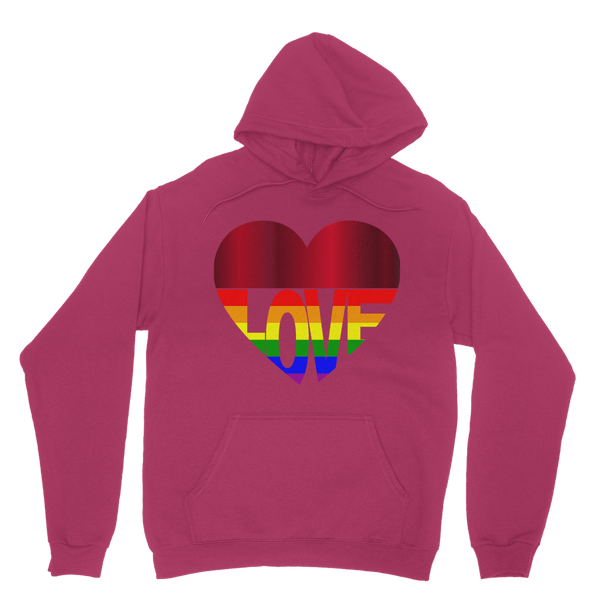 65 MCMLXV Unisex LGBT Rainbow Flag Love Heart Graphic Fleece Hoodie - 65mcmlxv