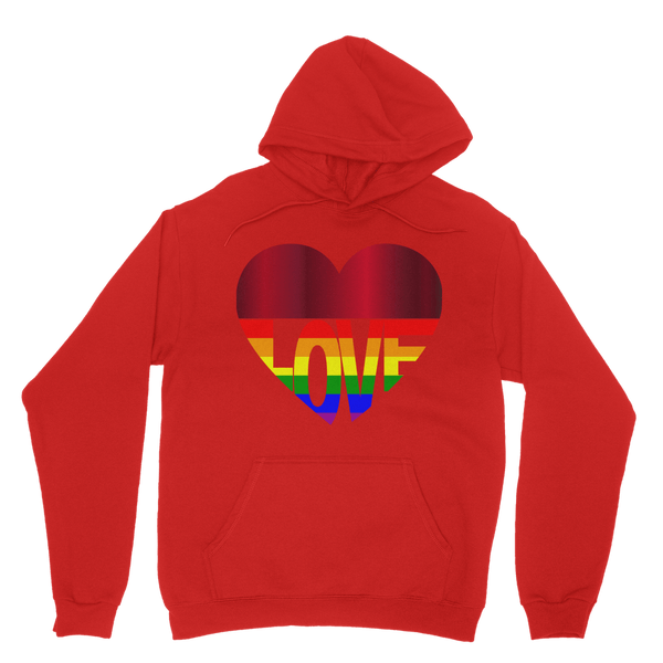 65 MCMLXV Unisex LGBT Rainbow Flag Love Heart Graphic Fleece Hoodie - 65mcmlxv
