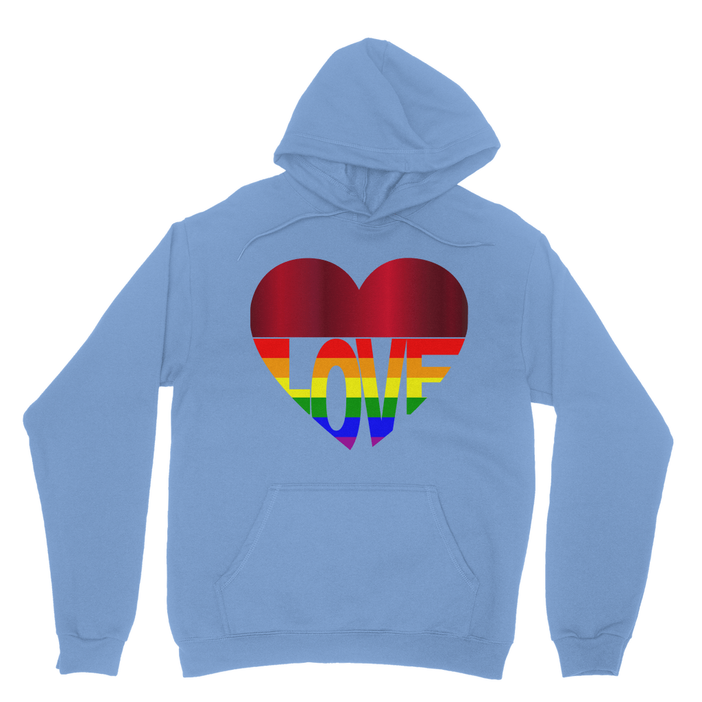 65 MCMLXV Unisex LGBT Rainbow Flag Love Heart Graphic Fleece Hoodie - 65mcmlxv