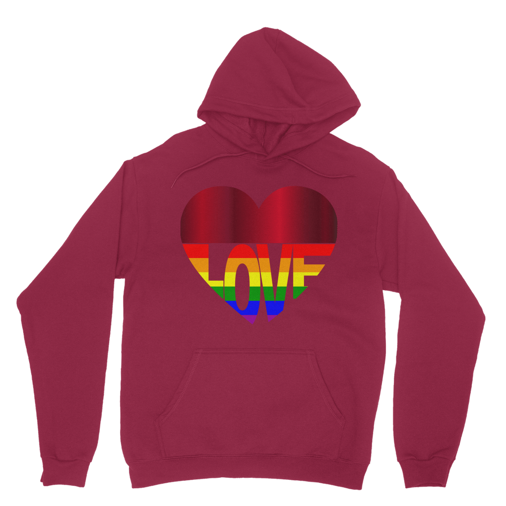 65 MCMLXV Unisex LGBT Rainbow Flag Love Heart Graphic Fleece Hoodie - 65mcmlxv