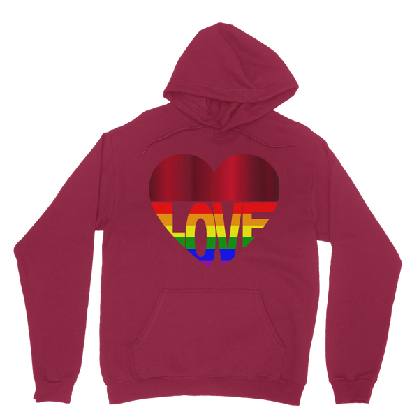 65 MCMLXV Unisex LGBT Rainbow Flag Love Heart Graphic Fleece Hoodie - 65mcmlxv