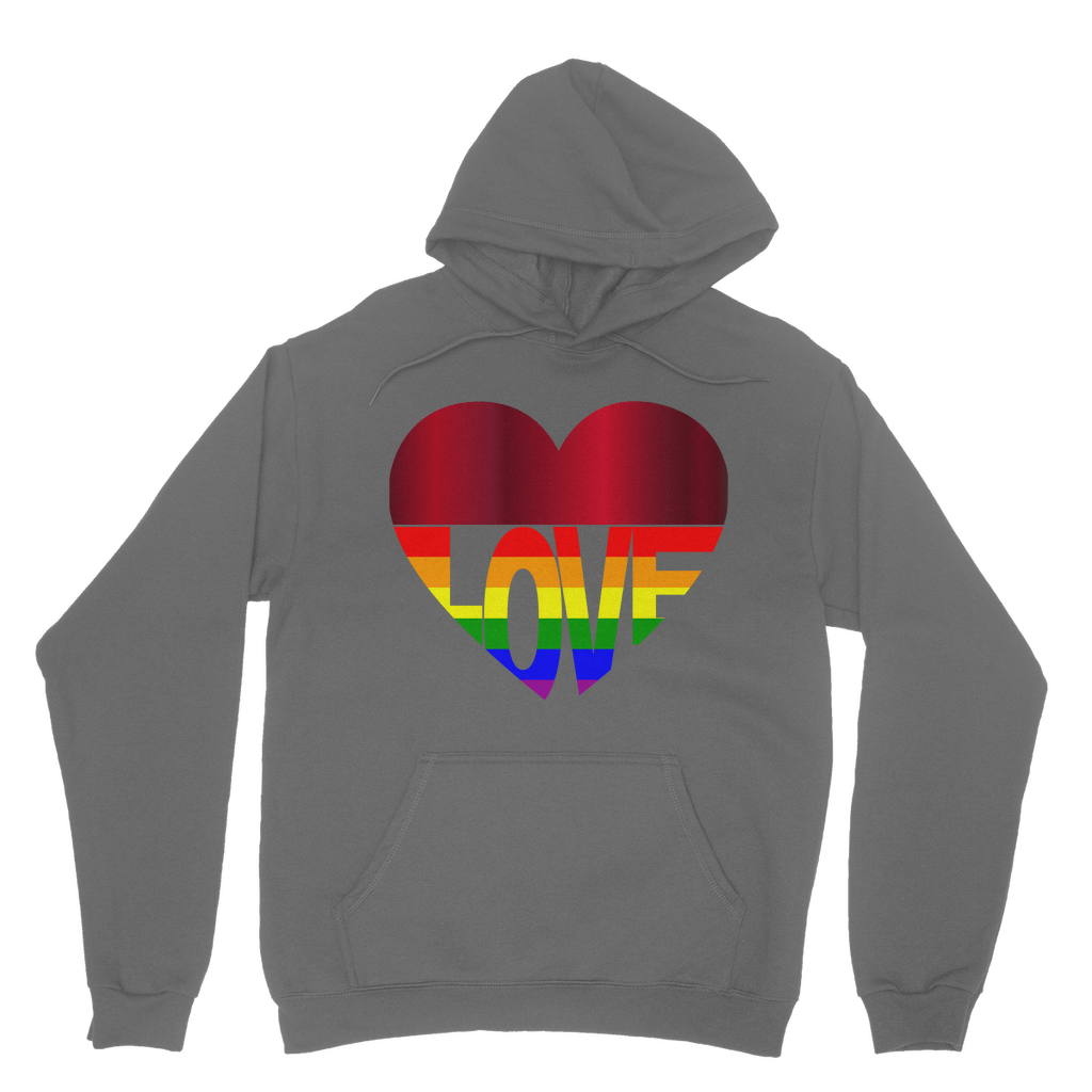 65 MCMLXV Unisex LGBT Rainbow Flag Love Heart Graphic Fleece Hoodie - 65mcmlxv
