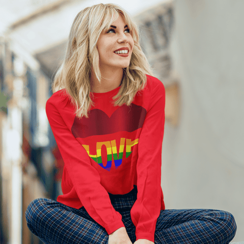 65 MCMLXV Unisex LGBT Rainbow Flag Love Heart Graphic Long Sleeve T-Shirt - 65mcmlxv