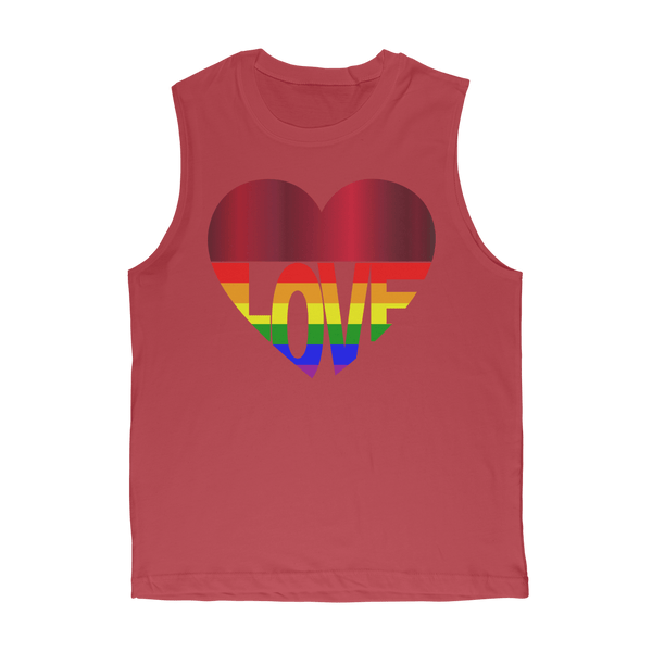 65 MCMLXV Unisex LGBT Rainbow Flag Love Heart Graphic Muscle Top T-Shirt - 65mcmlxv