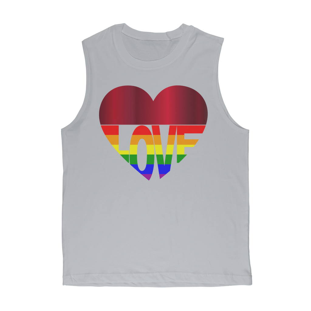 65 MCMLXV Unisex LGBT Rainbow Flag Love Heart Graphic Muscle Top T-Shirt - 65mcmlxv