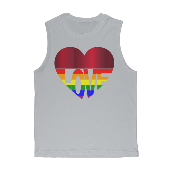 65 MCMLXV Unisex LGBT Rainbow Flag Love Heart Graphic Muscle Top T-Shirt - 65mcmlxv