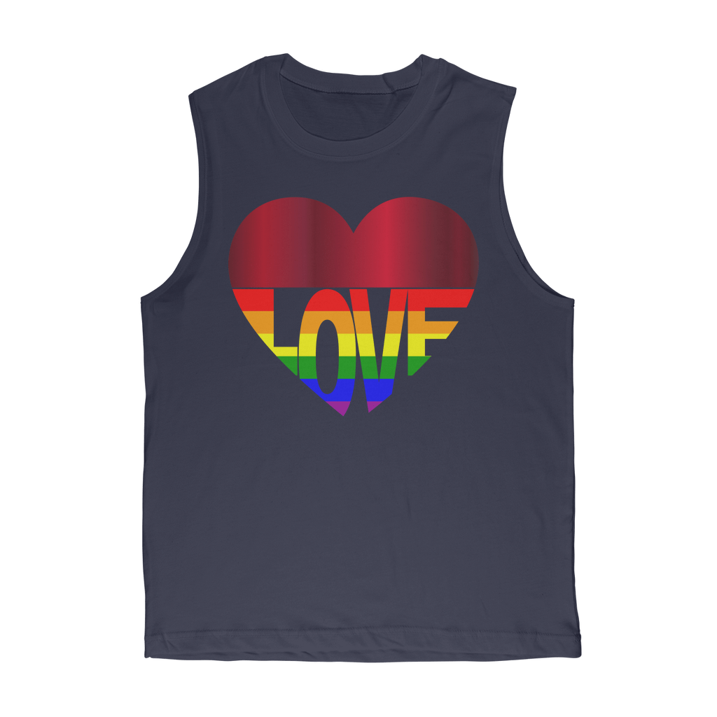 65 MCMLXV Unisex LGBT Rainbow Flag Love Heart Graphic Muscle Top T-Shirt - 65mcmlxv