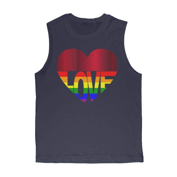65 MCMLXV Unisex LGBT Rainbow Flag Love Heart Graphic Muscle Top T-Shirt - 65mcmlxv