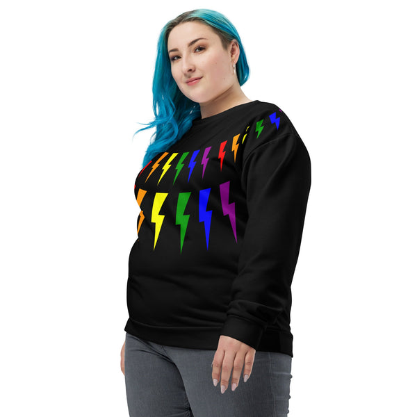 65 MCMLXV Unisex LGBT Rainbow Lightning Bolt Sweatshirt Jumper - 65mcmlxv