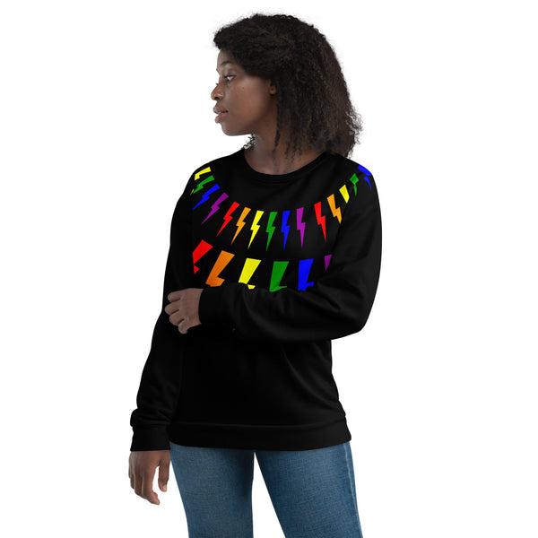 65 MCMLXV Unisex LGBT Rainbow Lightning Bolt Sweatshirt Jumper - 65mcmlxv
