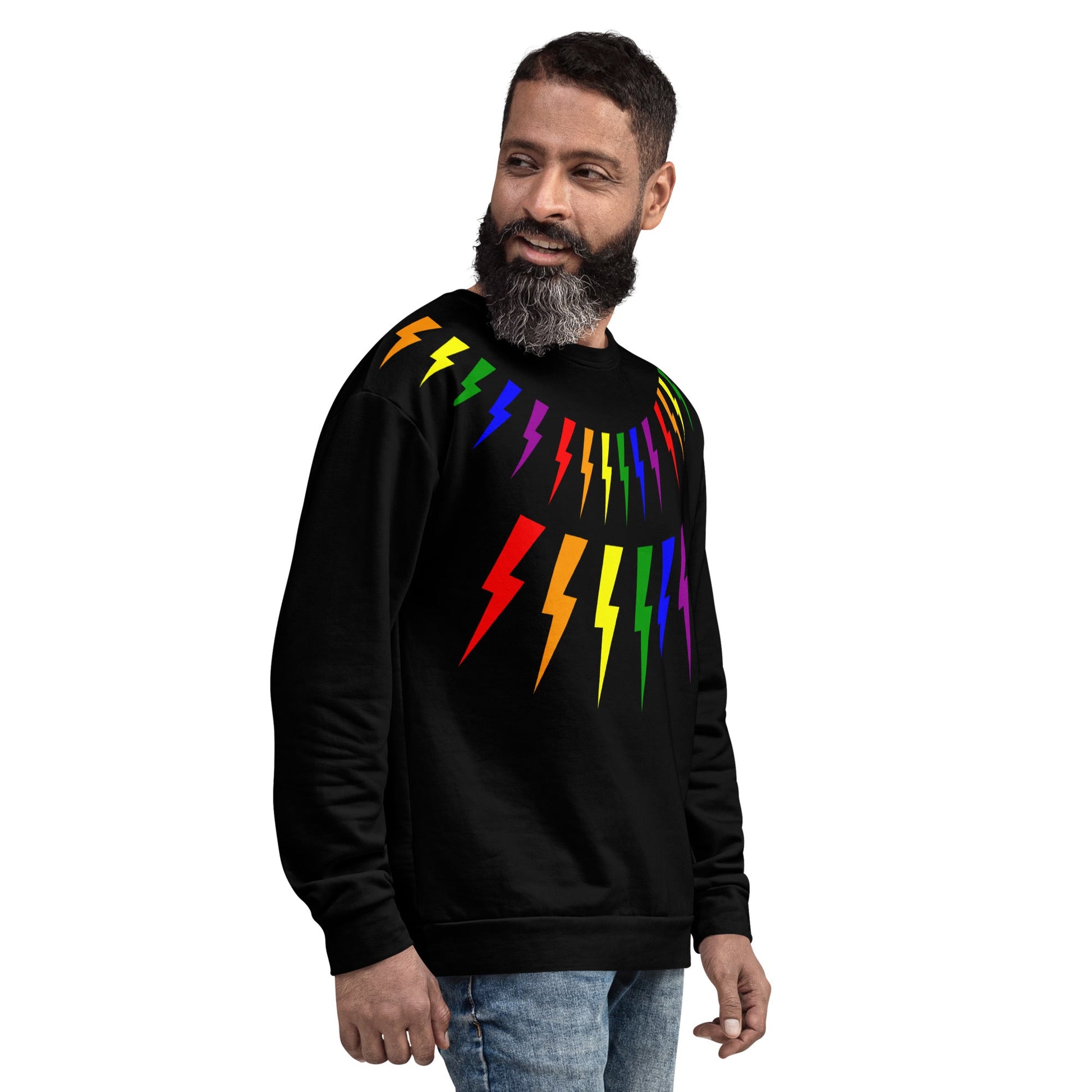 65 MCMLXV Unisex LGBT Rainbow Lightning Bolt Sweatshirt Jumper - 65mcmlxv