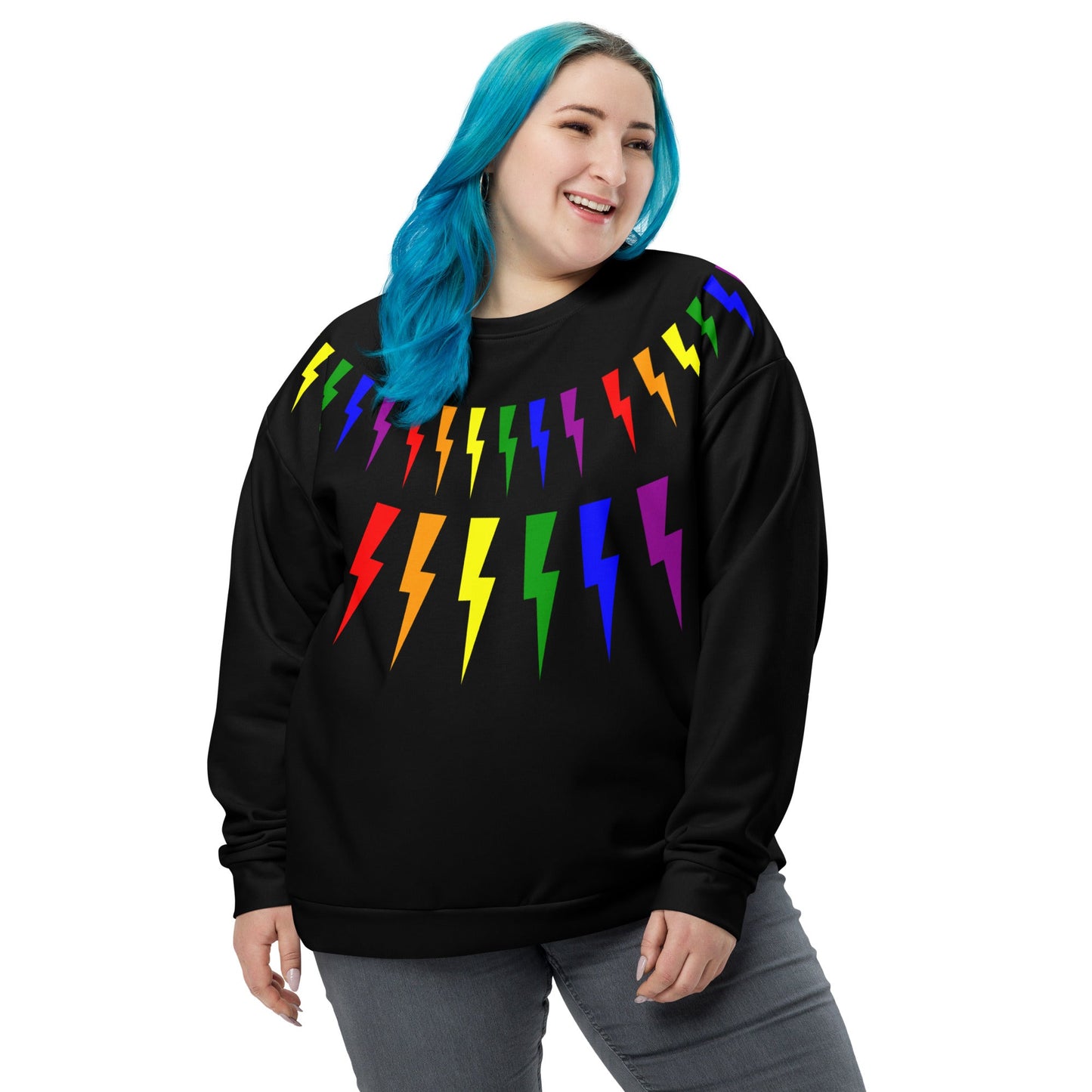65 MCMLXV Unisex LGBT Rainbow Lightning Bolt Sweatshirt Jumper - 65mcmlxv