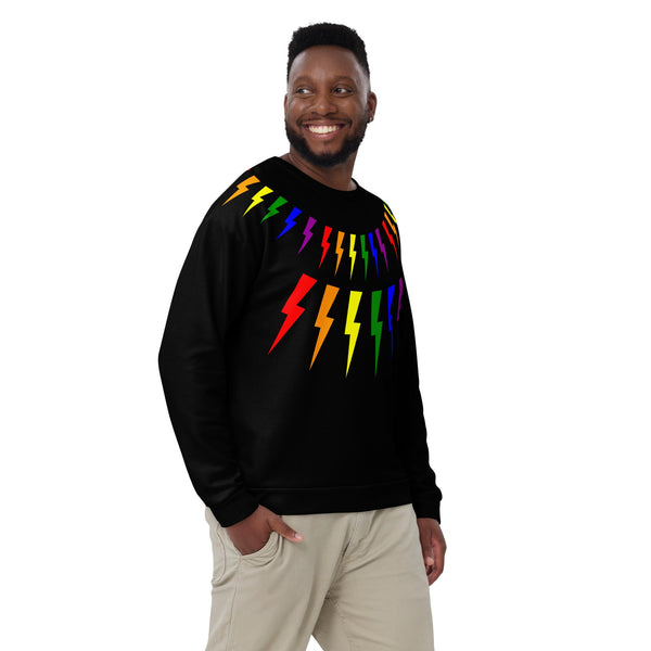 65 MCMLXV Unisex LGBT Rainbow Lightning Bolt Sweatshirt Jumper - 65mcmlxv