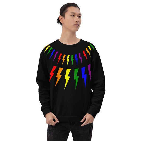 65 MCMLXV Unisex LGBT Rainbow Lightning Bolt Sweatshirt Jumper - 65mcmlxv