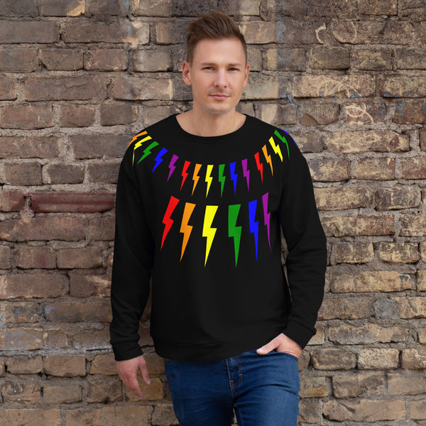 65 MCMLXV Unisex LGBT Rainbow Lightning Bolt Sweatshirt Jumper - 65mcmlxv