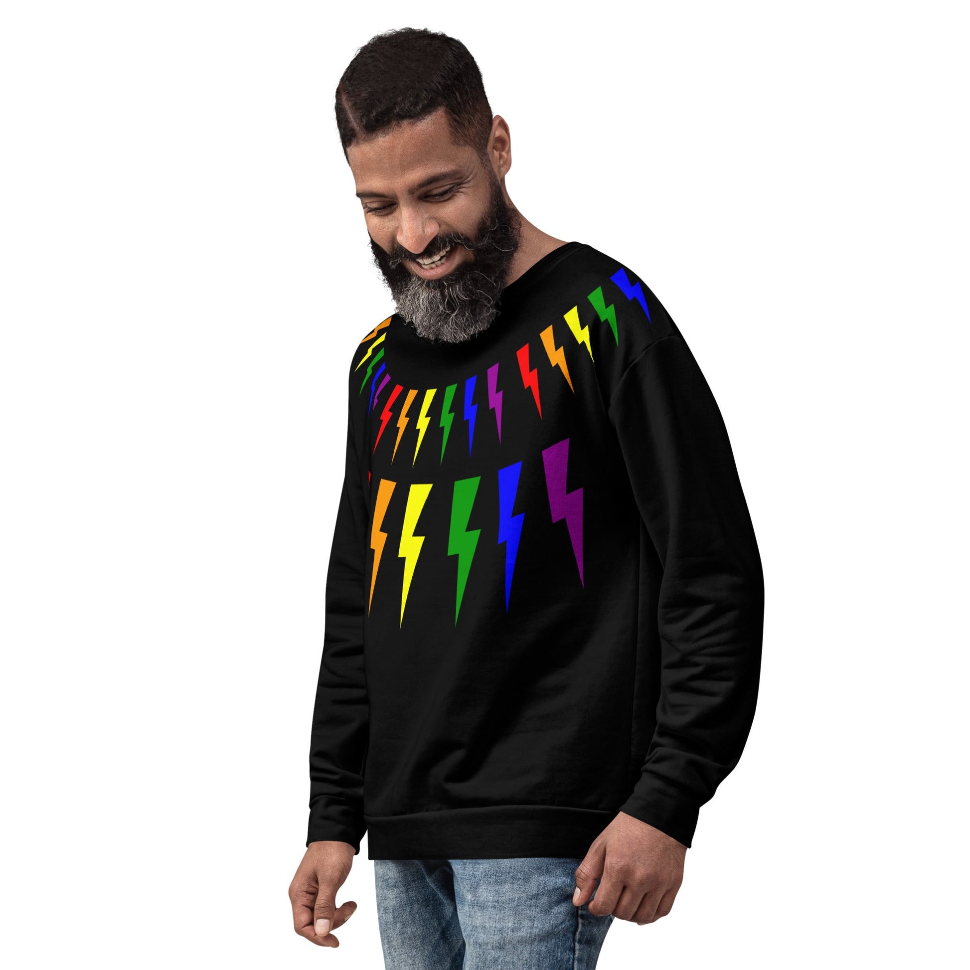 65 MCMLXV Unisex LGBT Rainbow Lightning Bolt Sweatshirt Jumper - 65mcmlxv
