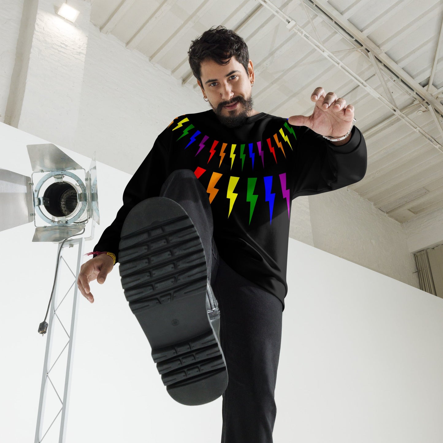 65 MCMLXV Unisex LGBT Rainbow Lightning Bolt Sweatshirt Jumper - 65mcmlxv