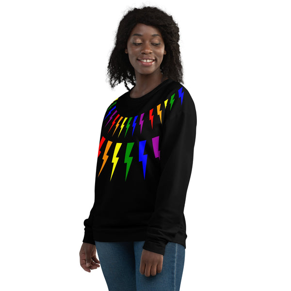 65 MCMLXV Unisex LGBT Rainbow Lightning Bolt Sweatshirt Jumper - 65mcmlxv