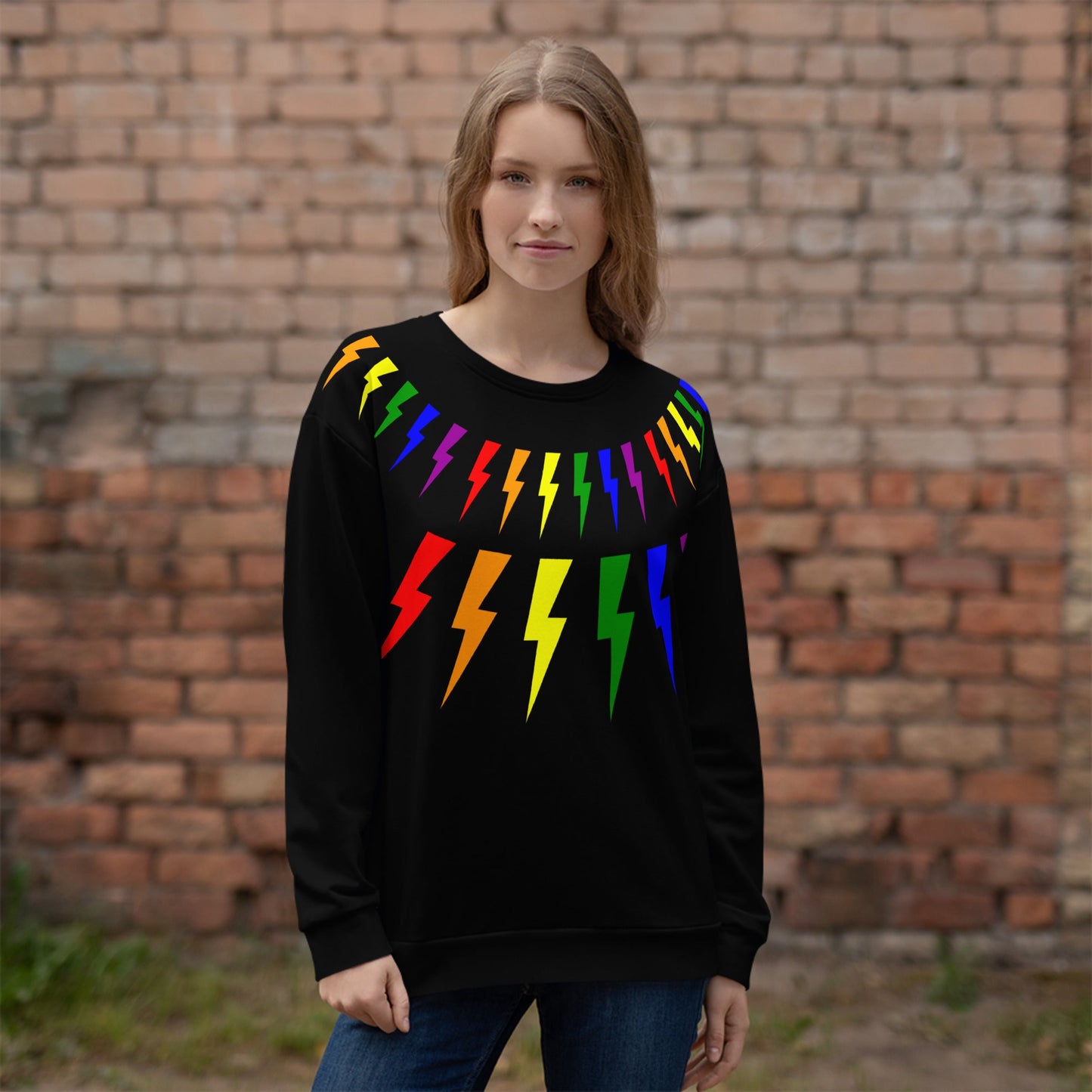 65 MCMLXV Unisex LGBT Rainbow Lightning Bolt Sweatshirt Jumper - 65mcmlxv