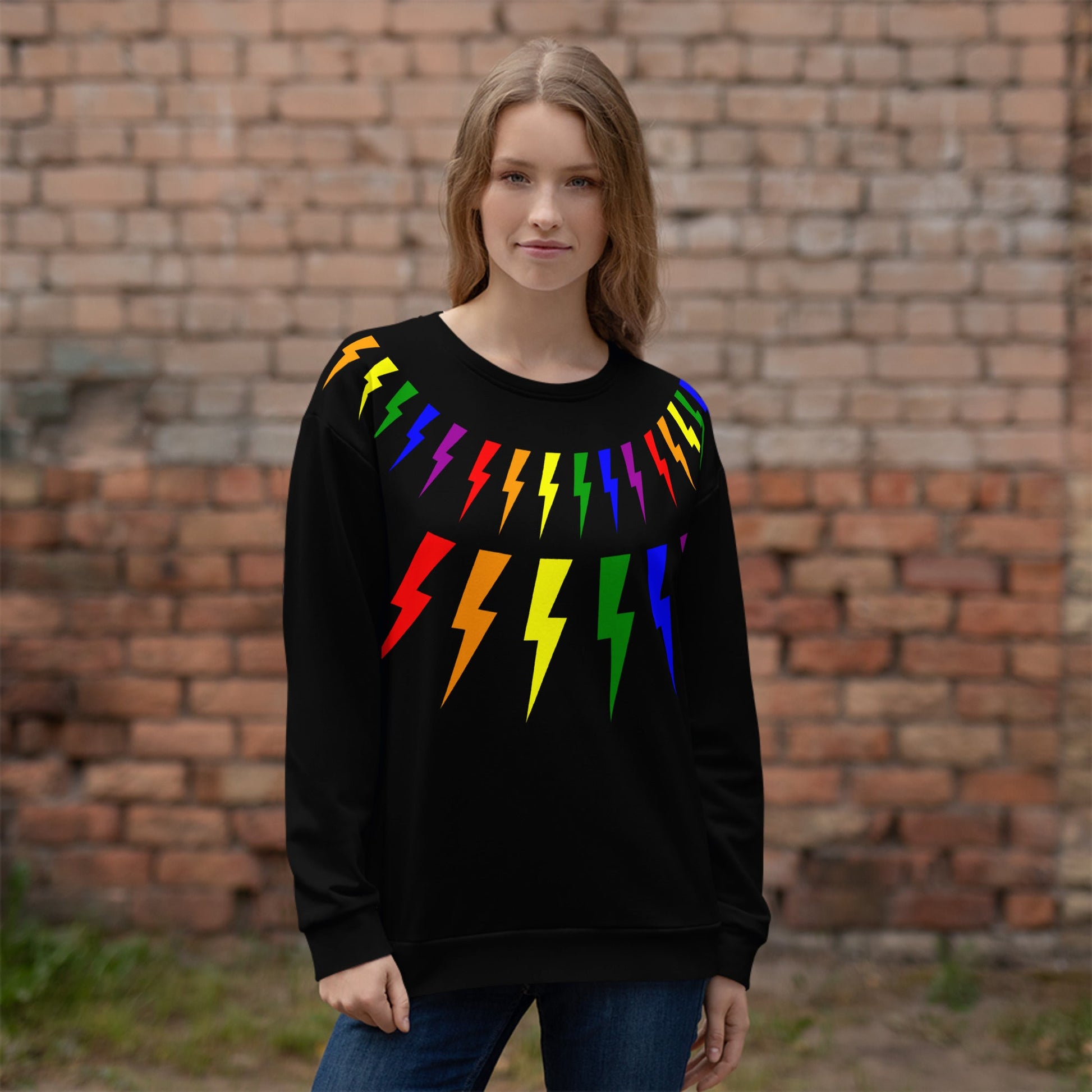 65 MCMLXV Unisex LGBT Rainbow Lightning Bolt Sweatshirt Jumper - 65mcmlxv