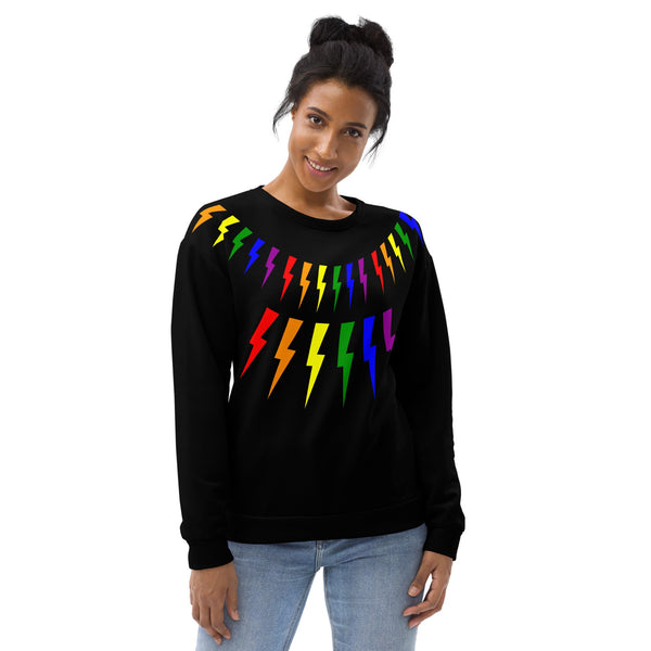 65 MCMLXV Unisex LGBT Rainbow Lightning Bolt Sweatshirt Jumper - 65mcmlxv