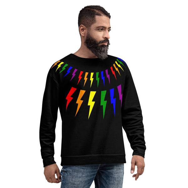 65 MCMLXV Unisex LGBT Rainbow Lightning Bolt Sweatshirt Jumper - 65mcmlxv