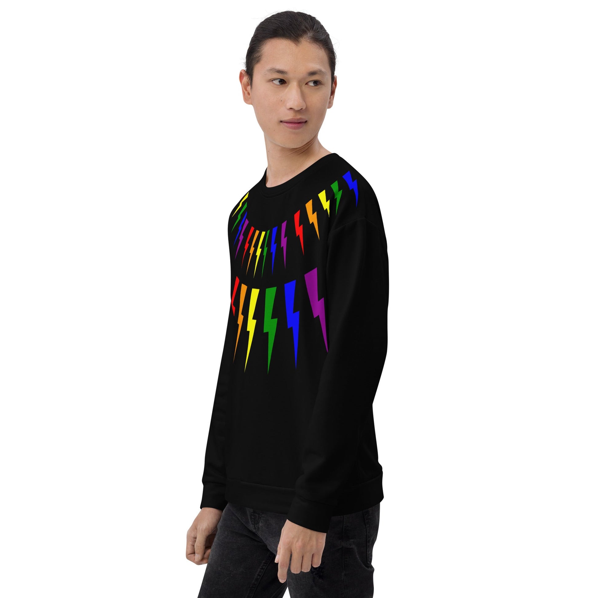 65 MCMLXV Unisex LGBT Rainbow Lightning Bolt Sweatshirt Jumper - 65mcmlxv
