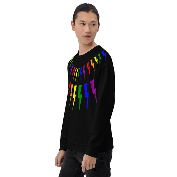 65 MCMLXV Unisex LGBT Rainbow Lightning Bolt Sweatshirt Jumper - 65mcmlxv