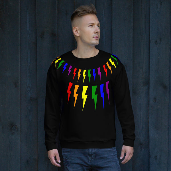 65 MCMLXV Unisex LGBT Rainbow Lightning Bolt Sweatshirt Jumper - 65mcmlxv
