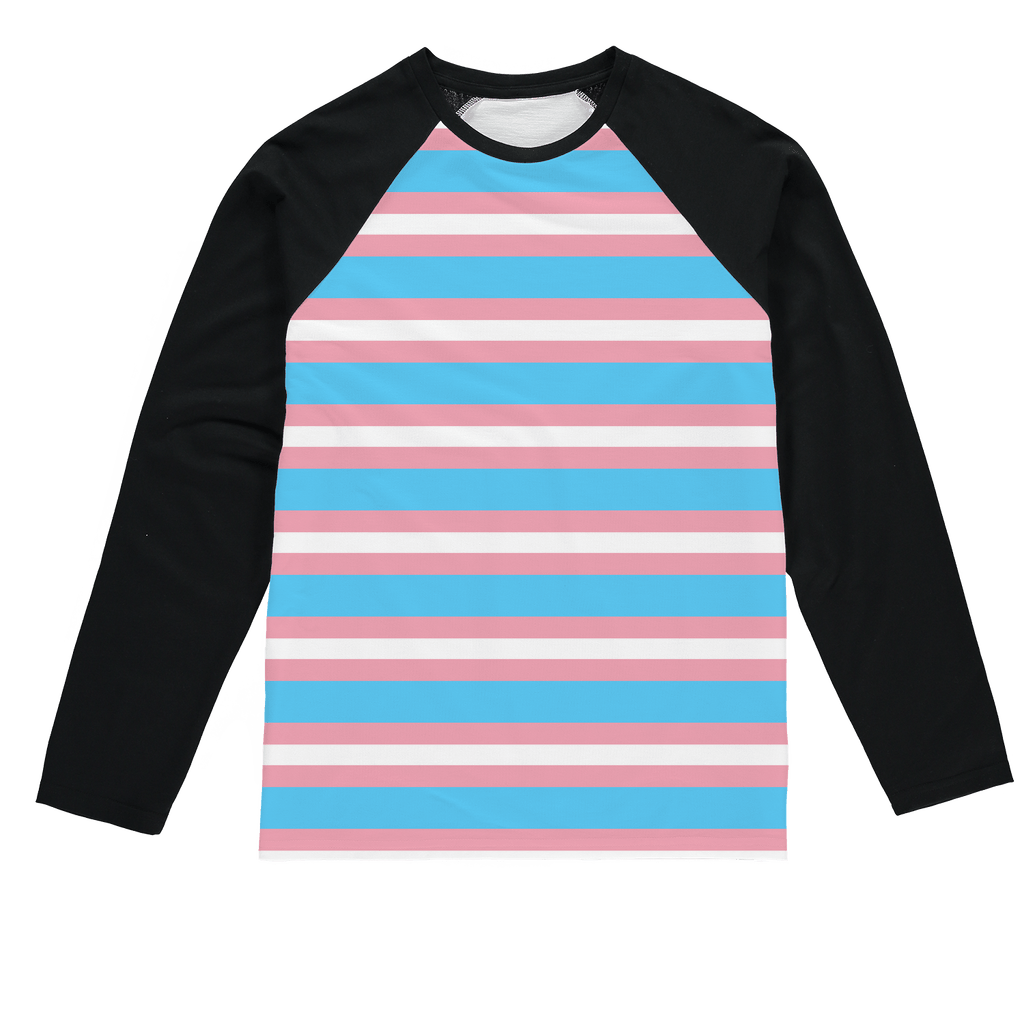 65 MCMLXV Unisex LGBT Transgender Pride Flag Baseball Long Sleeve T-Shirt - 65mcmlxv