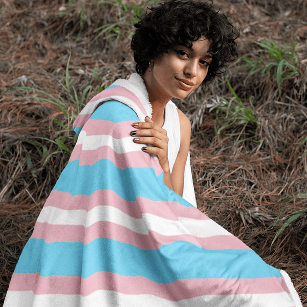 65 MCMLXV Unisex LGBT Transgender Pride Flag Hooded Blanket 72x55 - 65mcmlxv