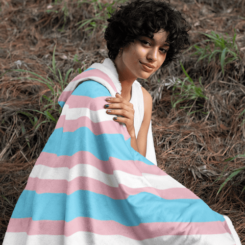 65 MCMLXV Unisex LGBT Transgender Pride Flag Hooded Blanket 72x55 - 65mcmlxv