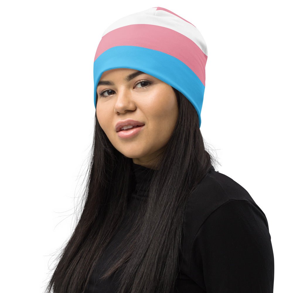 65 MCMLXV Unisex LGBT Transgender Pride Flag Print Knit Beanie Skullcap - 65mcmlxv