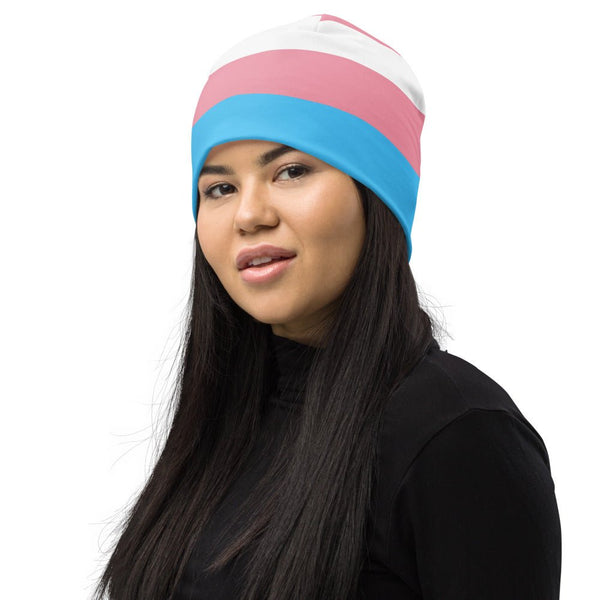 65 MCMLXV Unisex LGBT Transgender Pride Flag Print Knit Beanie Skullcap - 65mcmlxv